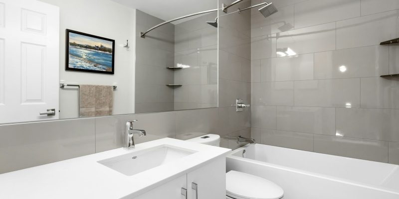 Accessible bathroom with curbless shower design in San Antonio remodel