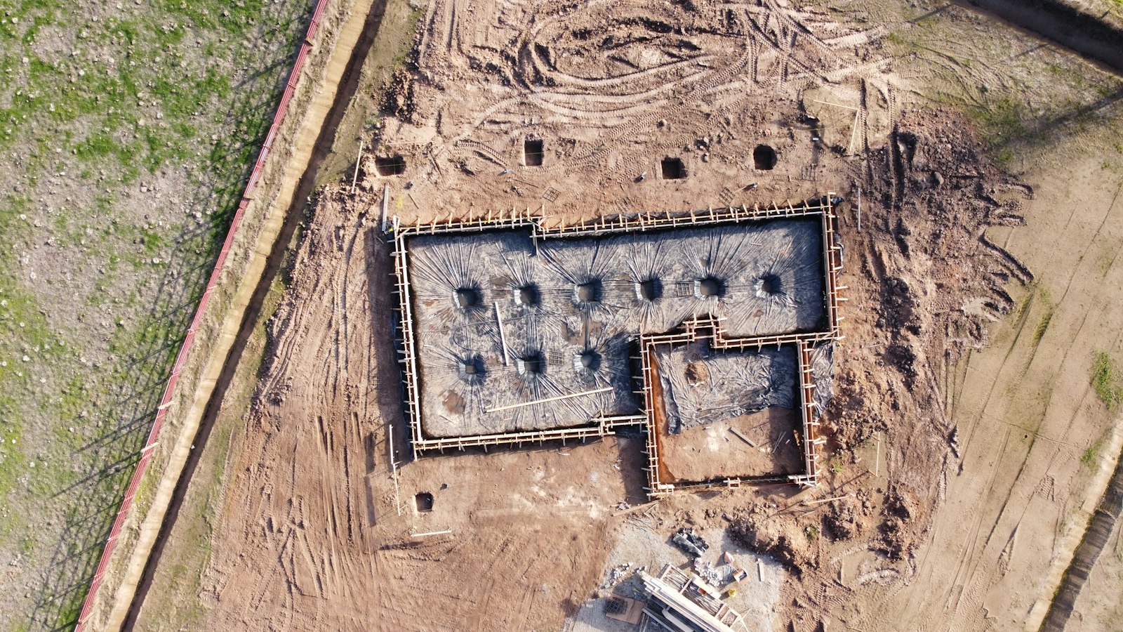 Foundation Slab San Antonio Aerial view of a concrete foundation slab for a San Antonio home